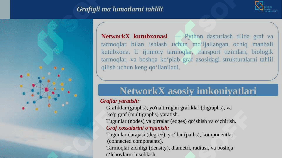 Ma’lumotlarni va Grafigli ma'lumotlarni tahlil qilish. 4
