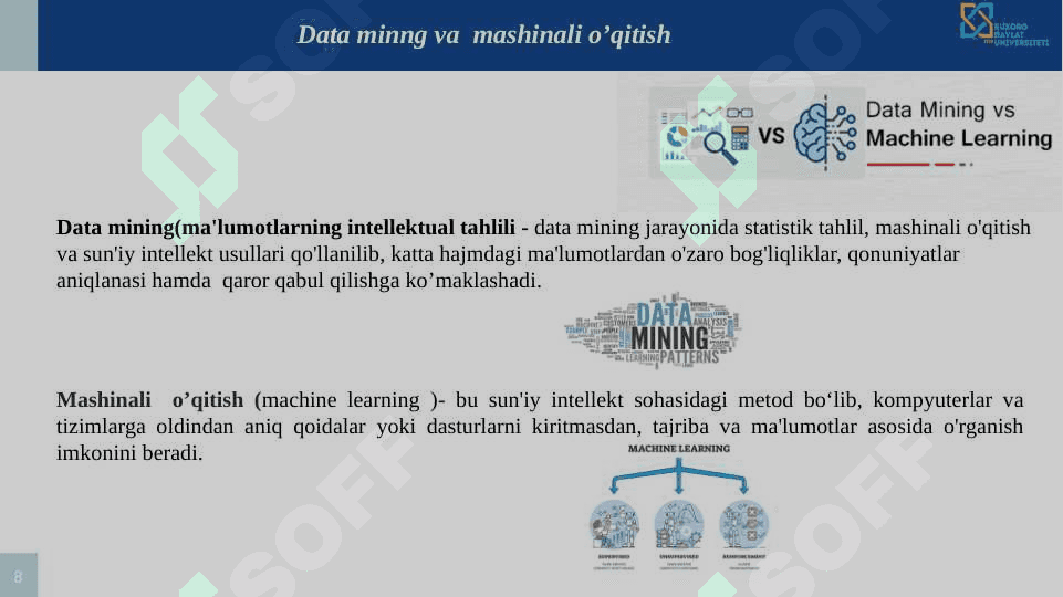 Big data ma'lumotlarni samarali tahlil qilish usullari. Apache Spark arxitekturasi. 8