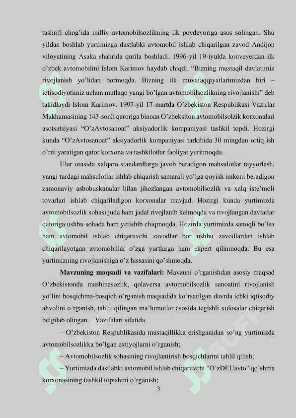 Kurs Ishi.Mustaqillikyillarida avtomabilsozlik 3