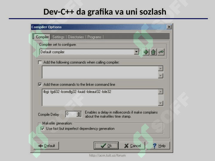 C++ tilining  grafik   imkoniyatlari. Inisializasiyallash.  Ekrandan foydalanish. Grafik holat.  Funksiya grafiklarini qurish 8