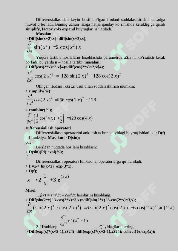 MAPLEDA MATEMATIK ANALIZ AMALIYOTI 3