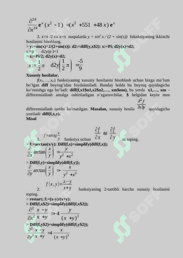 MAPLEDA MATEMATIK ANALIZ AMALIYOTI 4