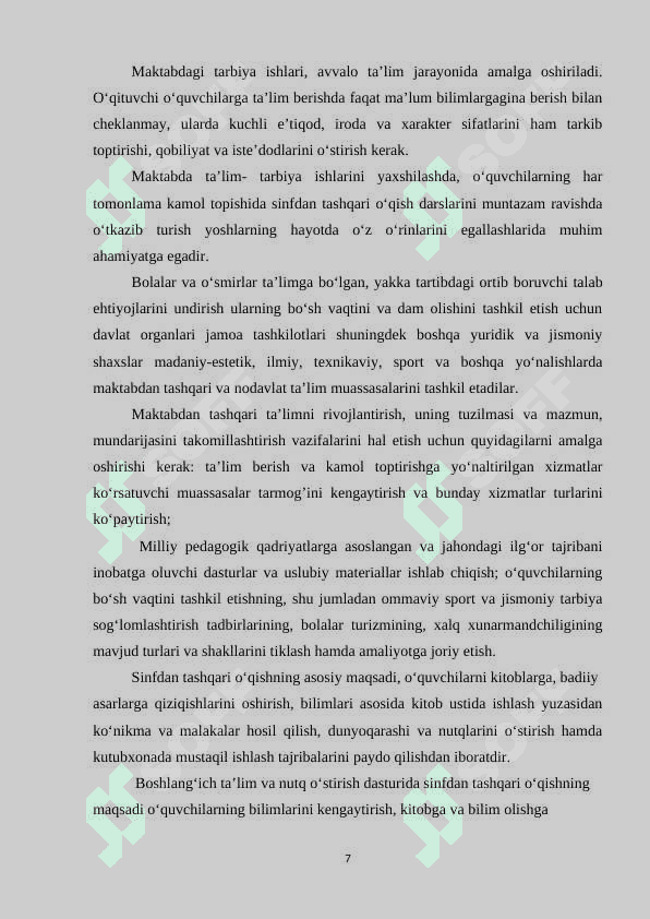 Savod o‘rgatish davrida sinfdan tashqari o‘qishni tashkil etish 7