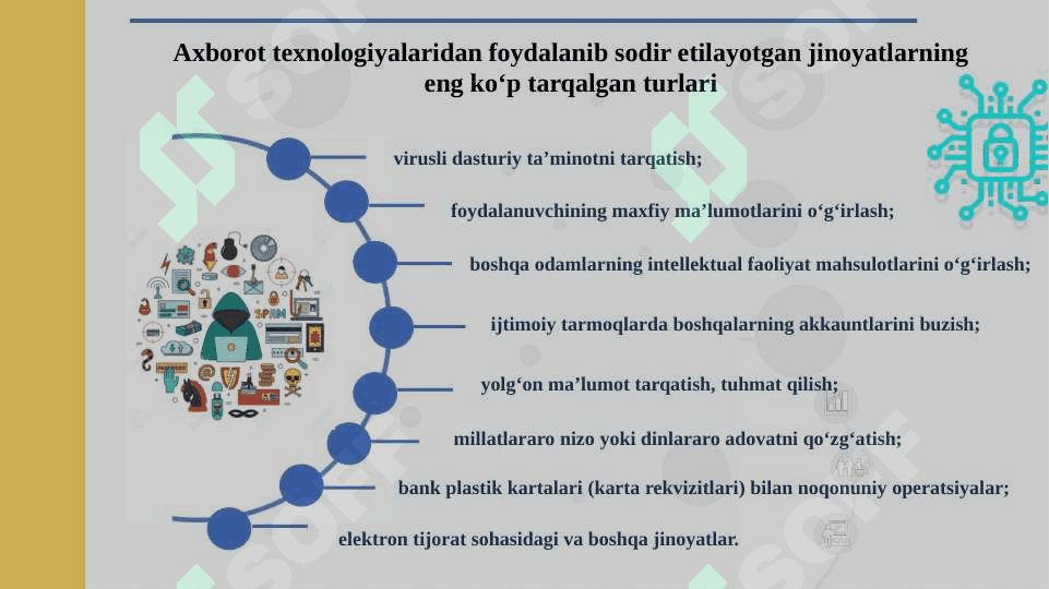 AXBOROT TEXNOLOGIYALARIDAN FOYDALANIB SODIR ETILAYOTGAN JINOYATLARNI  TERGOV QILISH XUSUSIYATLARI:  TAHLIL VA MUAMMOLAR 5