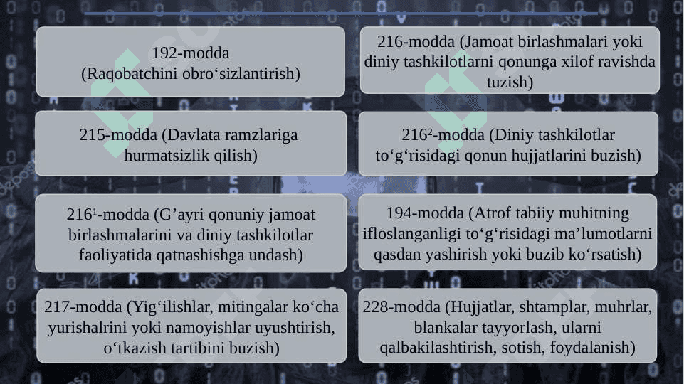 AXBOROT TEXNOLOGIYALARIDAN FOYDALANIB SODIR ETILAYOTGAN JINOYATLARNI  TERGOV QILISH XUSUSIYATLARI:  TAHLIL VA MUAMMOLAR 8