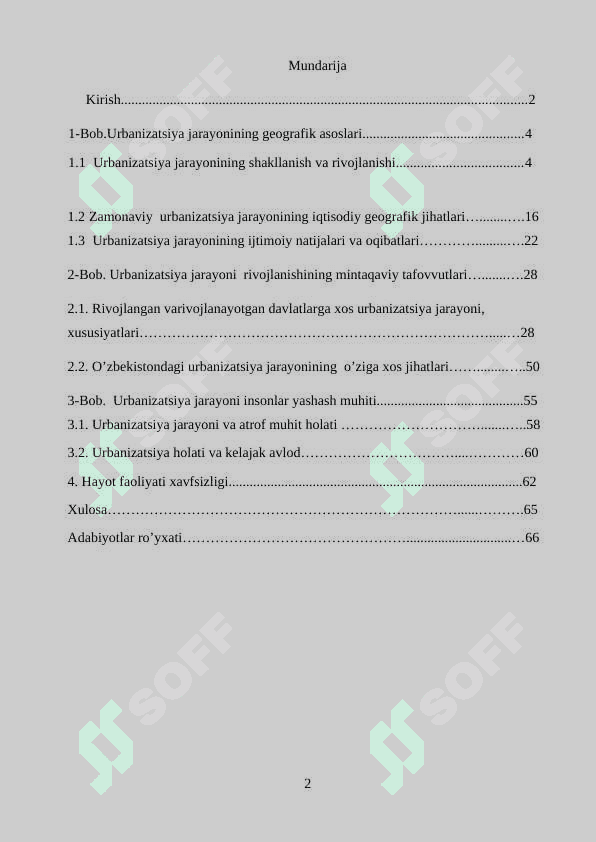 Urbanizatsiya jarayoni 2