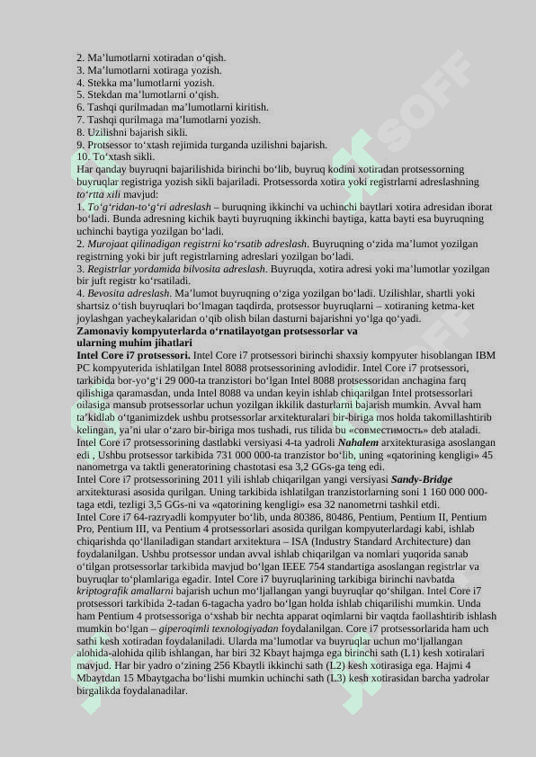 Protsessorlarning tuzilishi, protsessorlarning ichki registrlari 3