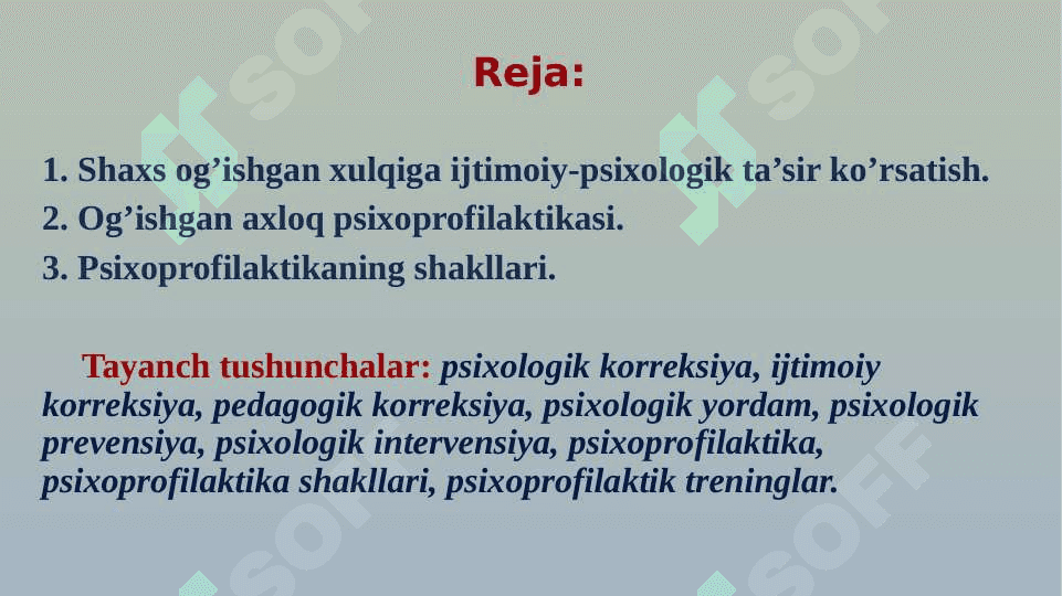 Shaxs og’ishgan xulqining psixologik korreksiyasi 2