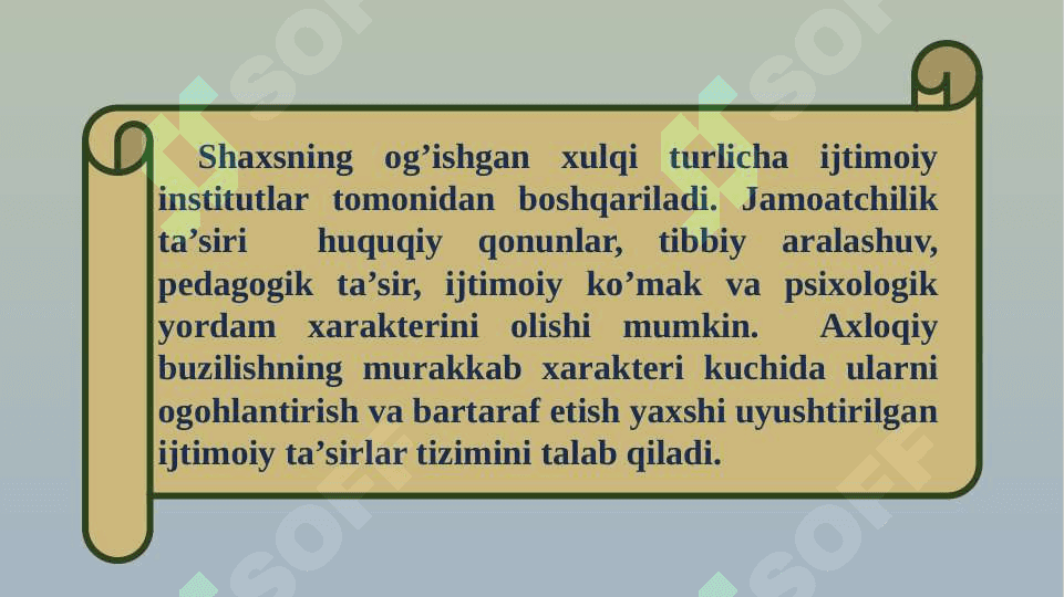 Shaxs og’ishgan xulqining psixologik korreksiyasi 6