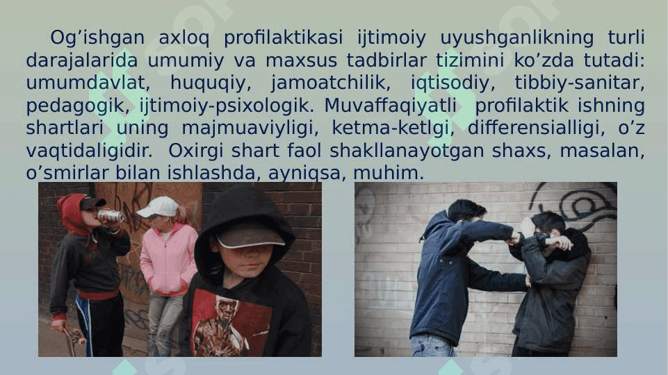 Shaxs og’ishgan xulqining psixologik korreksiyasi 8