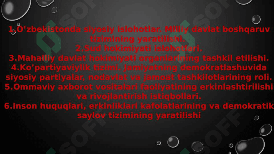 О‘ZBEKISTONDA HUQUQIY SIYOSIY ISLOHOTLARNING AMALGA OSHIRILISHI, DEMOKRATIK JAMIYATNI SHAKLLANTIRISH YО‘LIDAGI ISLOHOTLAR 2