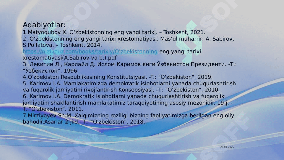 O'ZBEKISTONDA HUQUQIY SIYOSIY ISLOHOTLARNING AMALGA OSHIRILISHI,  DEMOKRATIK JAMIYATNI SHAKLLANTIRISH YOʻLIDAGI ISLOHOTLAR 3