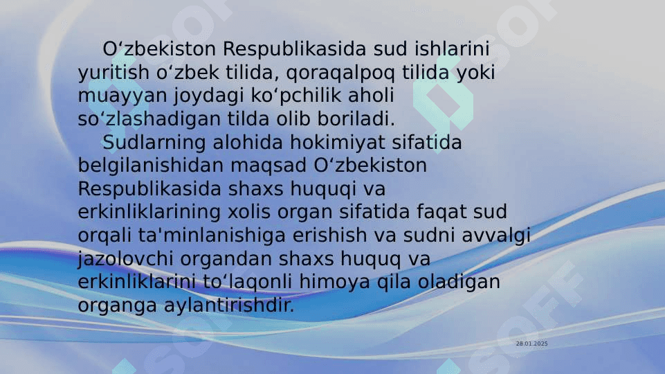 O'ZBEKISTONDA HUQUQIY SIYOSIY ISLOHOTLARNING AMALGA OSHIRILISHI,  DEMOKRATIK JAMIYATNI SHAKLLANTIRISH YOʻLIDAGI ISLOHOTLAR 8
