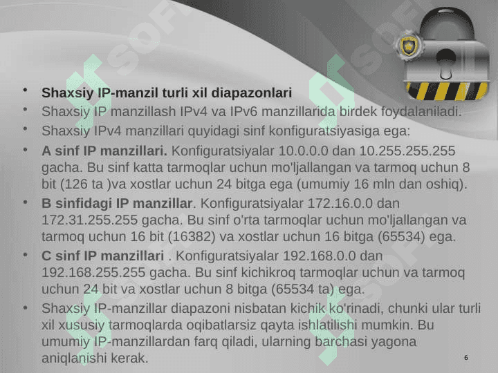 Tarmoq xavfsizligi. Tarmoqni segmentlash, NAT. 6