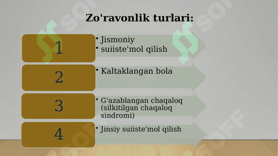 Bolalar zo’rlanishlari muammolari. Zor’lik qurboni bo’lgan bolalar bilan ishlash 5