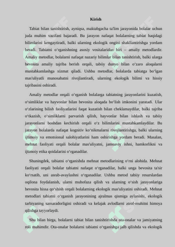 Tabiat bilan tanishtirishda amaliy metod. Mehnat 3