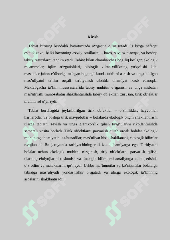 Tabiat burchagida joylashtirilgan tirik ob'ektlarni parvarish qilishda tarbiyachining bilim va malakalarini ahamiyati 2