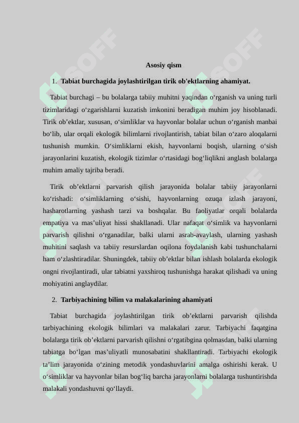 Tabiat burchagida joylashtirilgan tirik ob'ektlarni parvarish qilishda tarbiyachining bilim va malakalarini ahamiyati 3