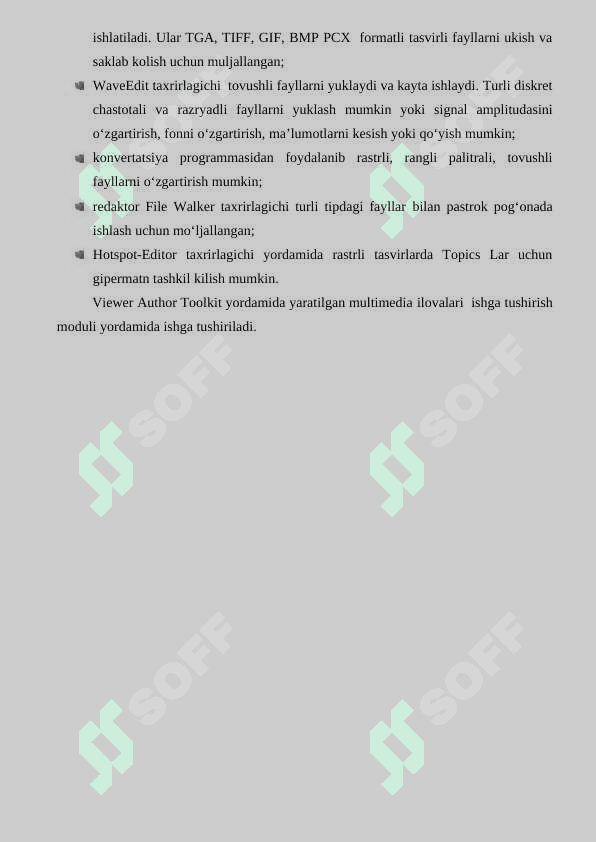 Multimedialashtirilgan  loyixa. Multimediani yaratishning dasturiy vositlari. 3