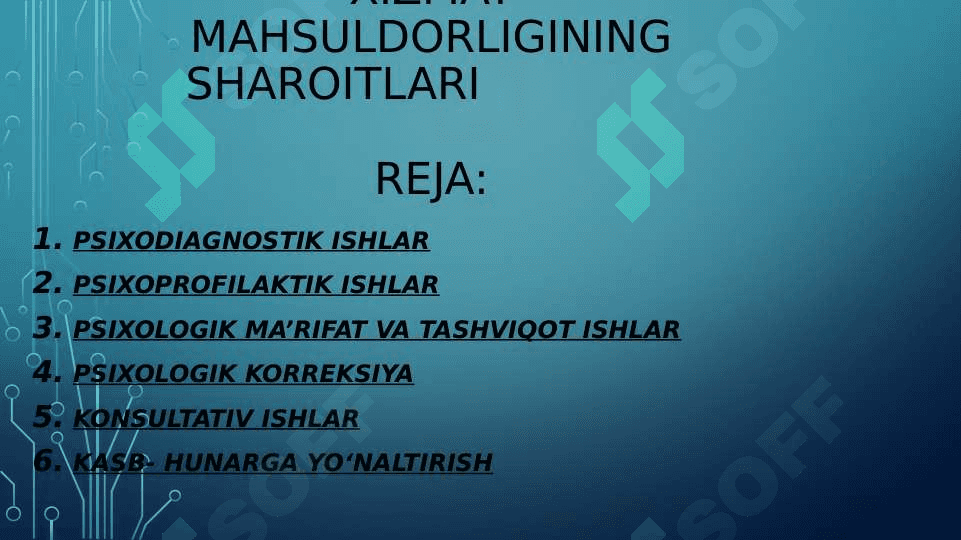 Psixologik xizmat asoslari fanidan tayyorlangan 2
