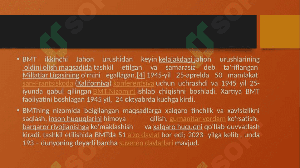 BMT ning qurоlsizlanish va хalqarо хavfsizlik uchun kurashi. 3