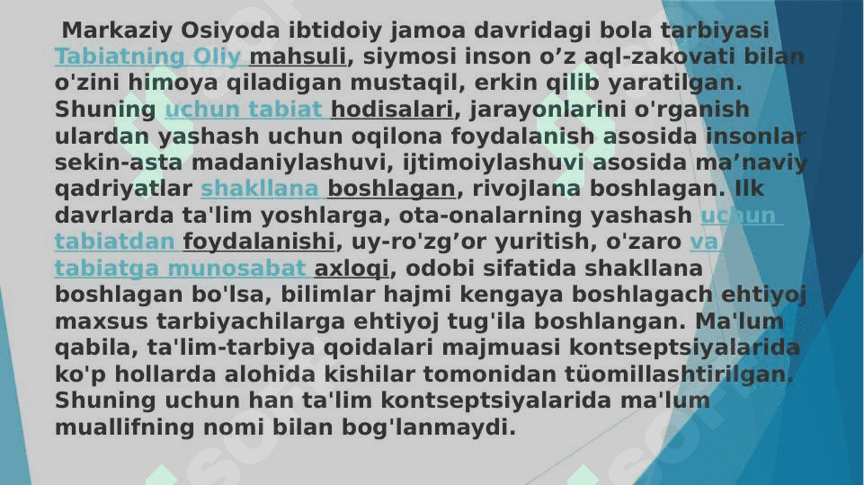 Buyuk mutafakkirlar merosi va xalq pedagogikasi Beruniy, Farobiy, Ibn Sino, Alisher Navoyi, Mirzo Ulug’bek va h.k. 3