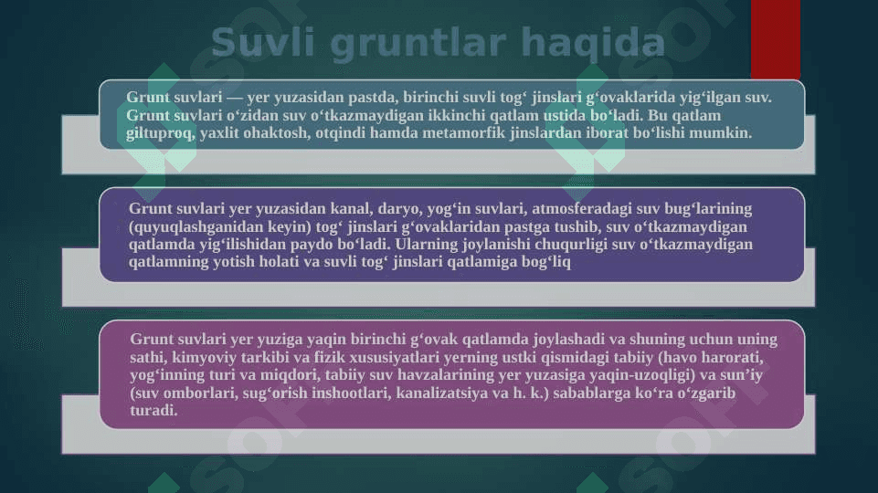 Suvlarni gruntlarning fizik-mexanik xossalariga ta’siri 2