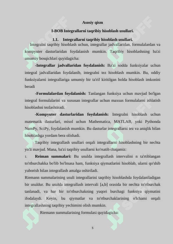 Mavzu: Integrallarni taqribiy hisoblash usullari. Simpson usuli. 5