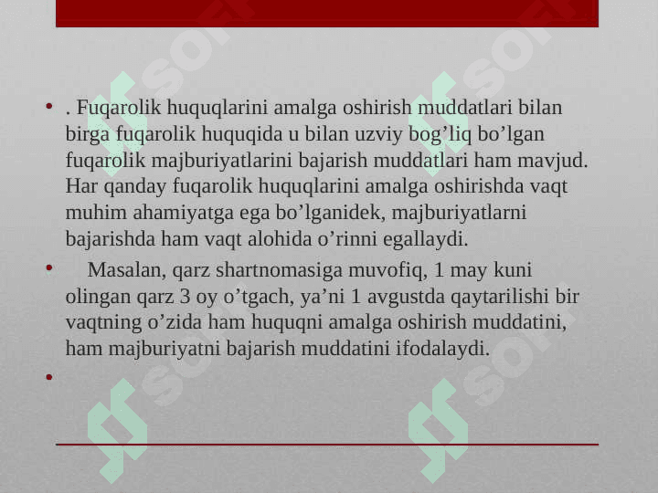 Muddatlar va da'vo muddatlari. 6