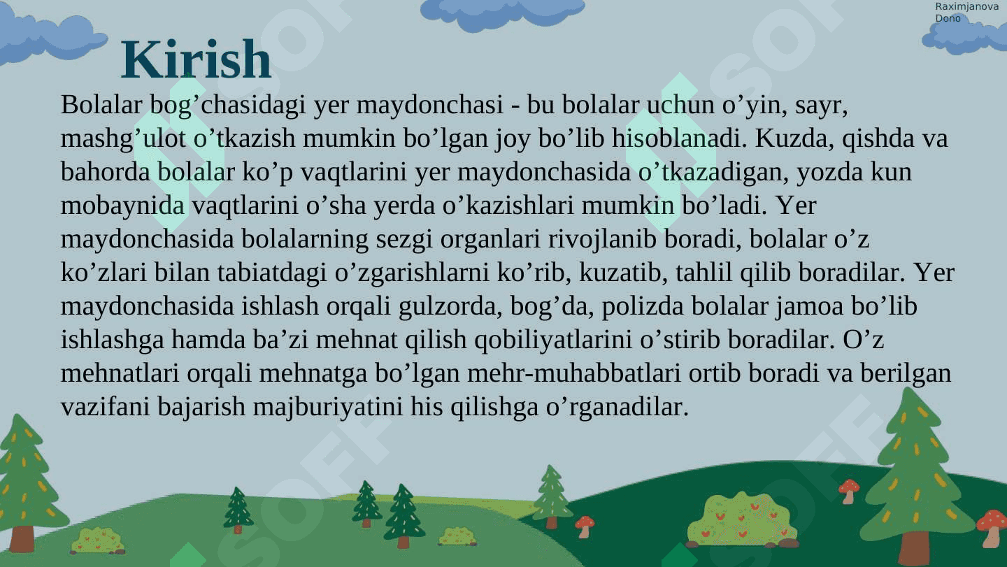 Yer maydonchalarini tashkil qilish va ularni 2