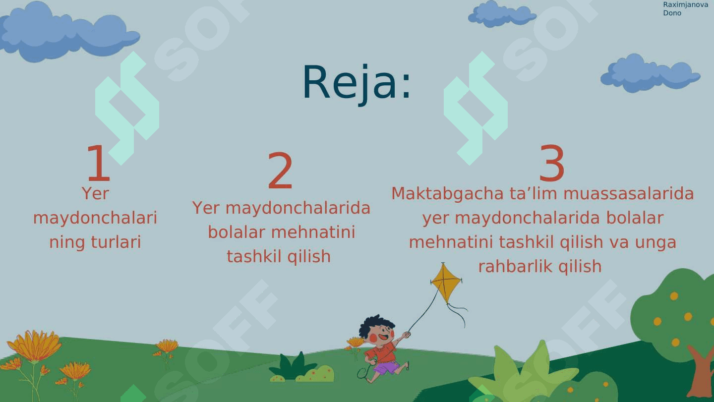 Yer maydonchalarini tashkil qilish va ularni 3