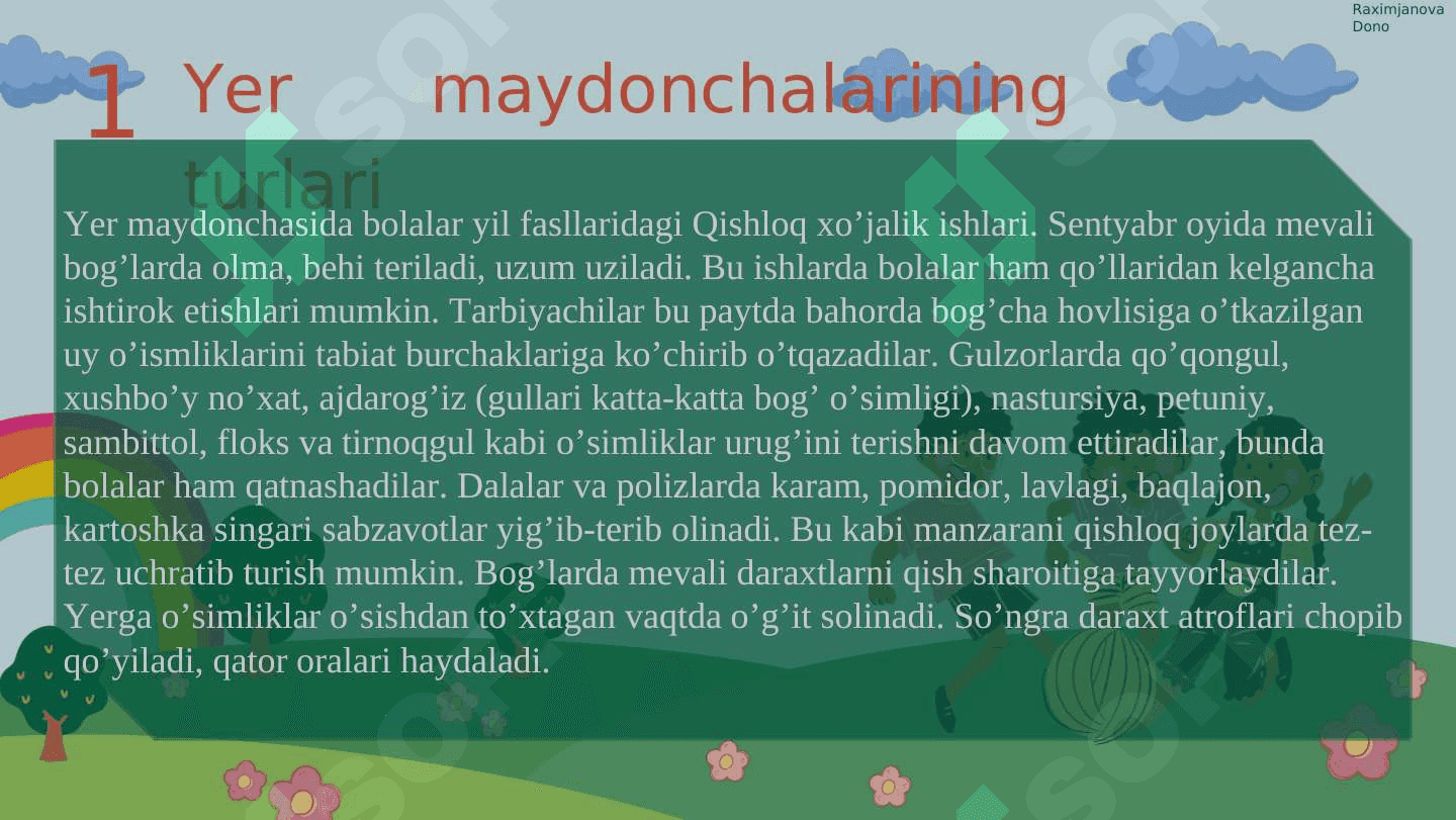 Yer maydonchalarini tashkil qilish va ularni 4