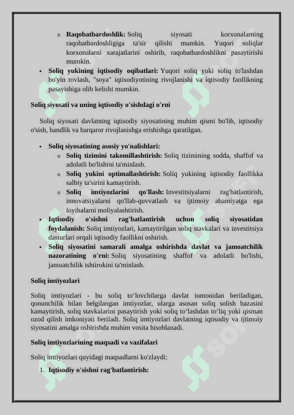 Soliqlar, ularning vazifalari va turlari 5