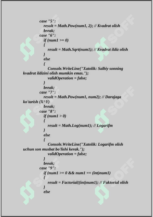C# kalkulyator uchun kod 3