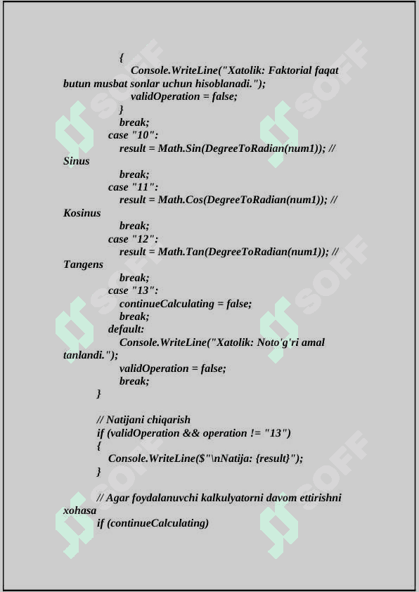 C# kalkulyator uchun kod 4