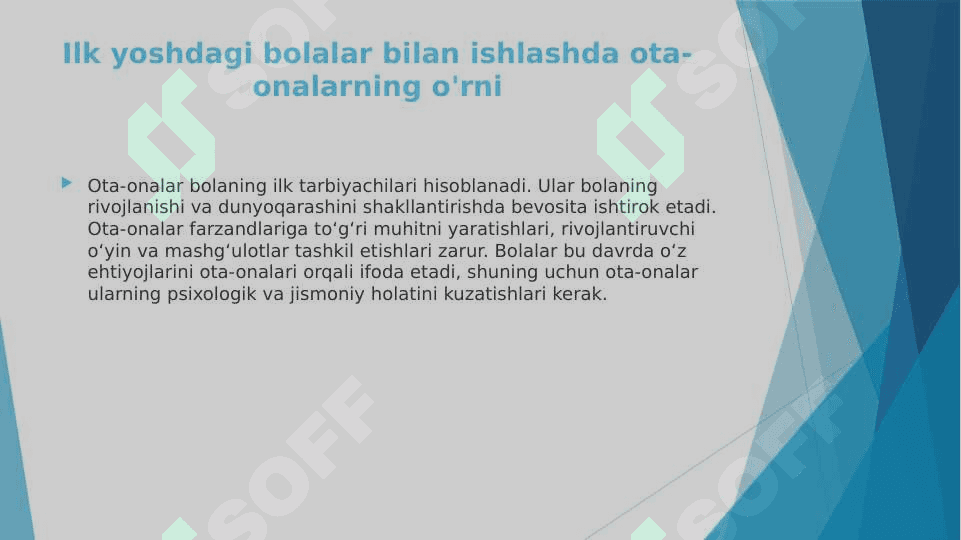 Ilk yoshdagi bolalarning ota-onalari bilan ishlash 4