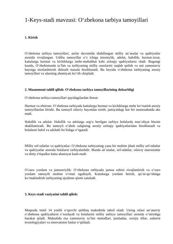 O‘zbekona tarbiya tamoyillari