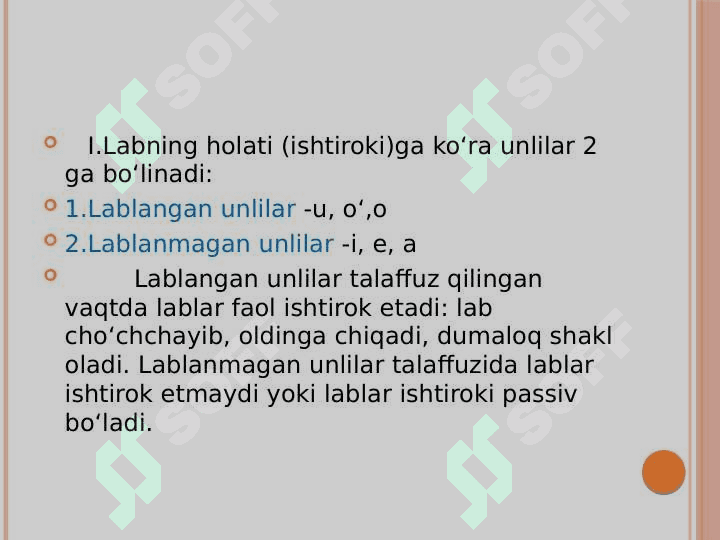 Unli tovushlar va ularning tasnifi 4