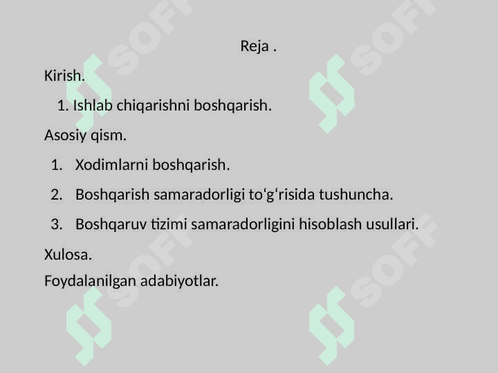 Ishlab chiqarishni va xodimlarni boshqarish 2