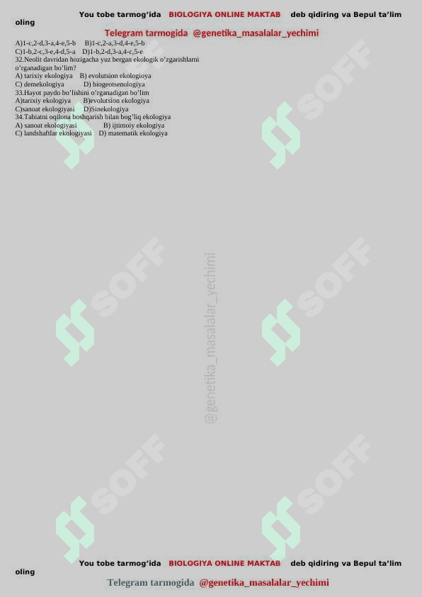 Biologiya 11sinf toʻliq 44mavzulashtirilgan test 4