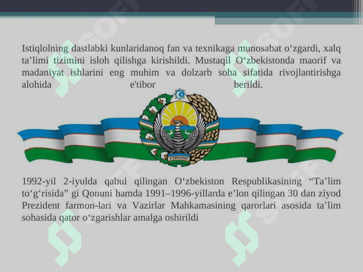 O’ZBEKISTON RESPUBLIKASIDA TA’LIM SOHASIDA AMALGA OSHIRILGAN ISLOHOTLAR 2