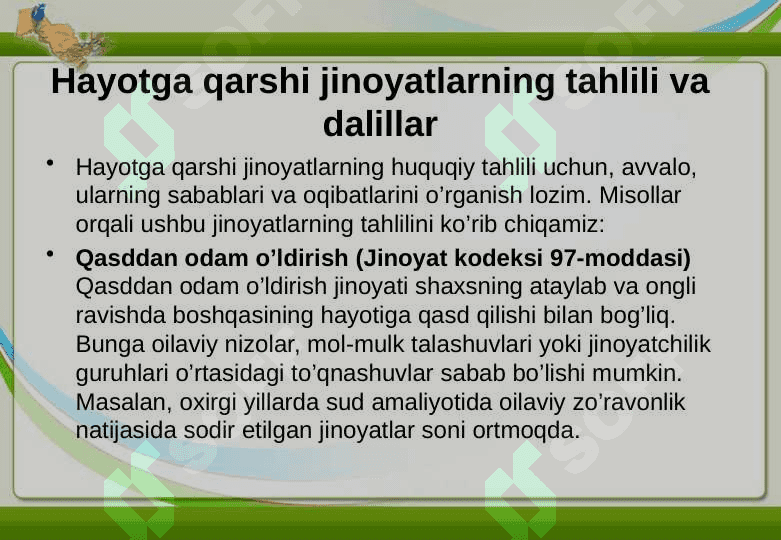Xayotga qarshi jinoyatlar umumiy tavsifi 8