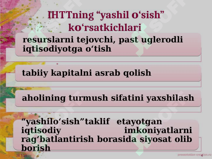 IHTT mamlakatlarida “yashil o‘sish”ni ta’minlash modellari pptx 4