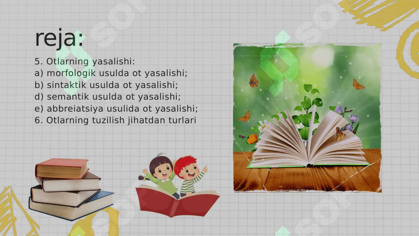 Otlarning aloqa-munosabat kategoriyalari. Otlarning yasalishi, tuzilish jihatdan turlari. Otlarda modal ma’no 3