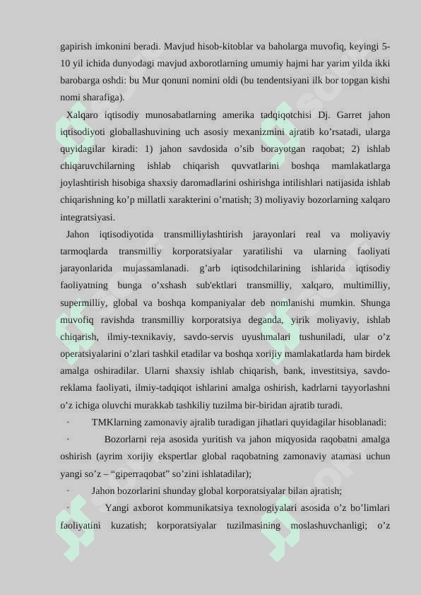 Iqtisodiy globallashuvning iqtisodiyotga ta' siri. 3