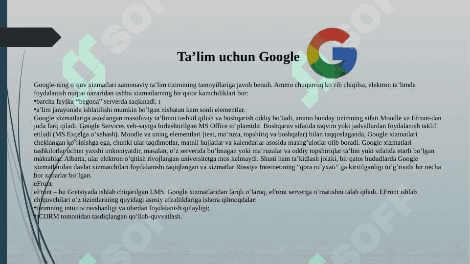 Ta'lim jarayoni ishtirokchilarining raqamli faoliyatini tashkil etish sifatida xizmatlar va vositalar 6