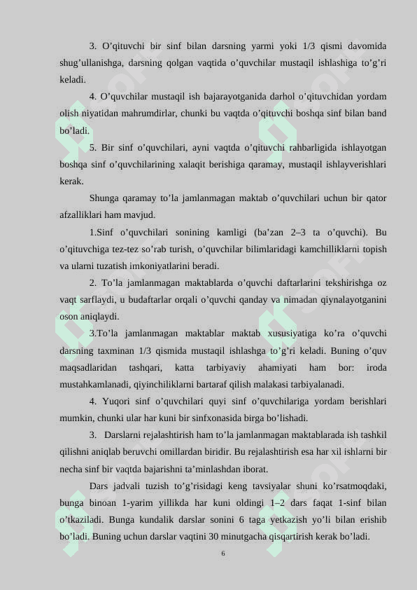OZ KOMPLEKTLI MAKTABLARDA O‘QITISH XUSUSIYATLARI kurs ishi 6