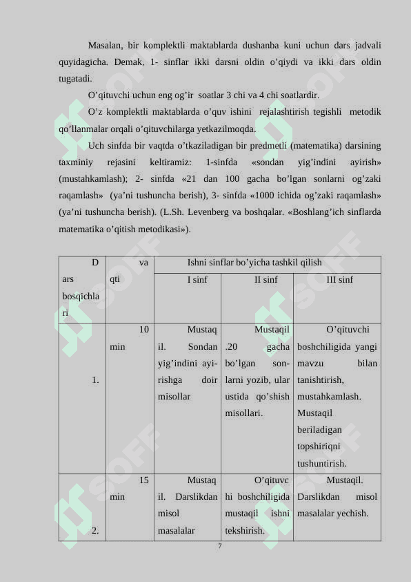 OZ KOMPLEKTLI MAKTABLARDA O‘QITISH XUSUSIYATLARI kurs ishi 7
