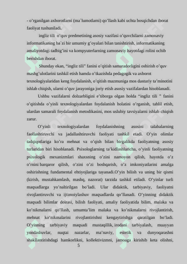 MAKTAB YOSHIDAGI BOLALARGA  INGLIZ TILINI O’QITISHDA INNOVATSION TEXNOLOGIYA VA METODLARDAN FOYDALANISH 8
