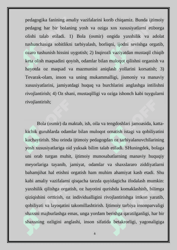Pedagogikaning ijtimoiy fan sifatida jamiyat taraqqiyotidagi o‘rni va talabalari 6